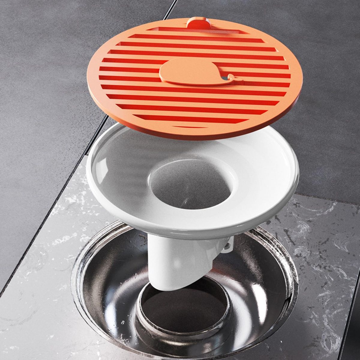 Whale Magnetic Drain Cover Versatile Kitchen Bathroom Odor-proof Orange