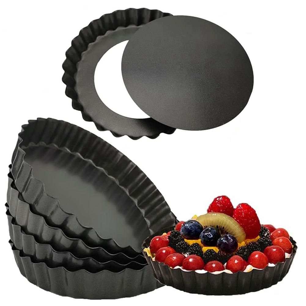 6 Pack 5 Inch Mini Tart Pans with Removable Bottom Quiche