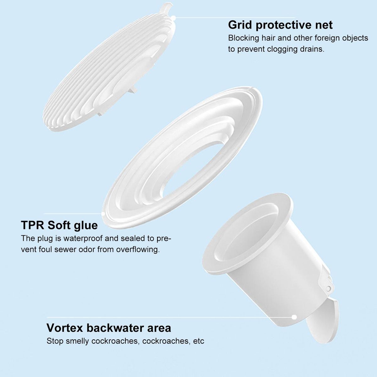 Floor Drain Core Shower Floor Drain Backflow Preventer Valve Sewer Core White