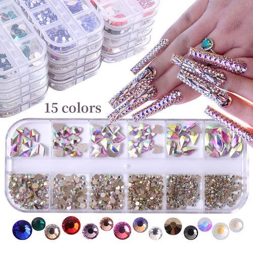 12-Grid Flat Diamonds Special-Shaped Diamonds Manicure