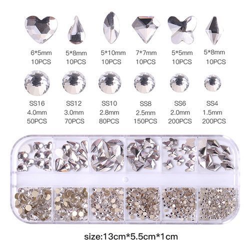 12-Grid Flat Diamonds Special-Shaped Diamonds Manicure