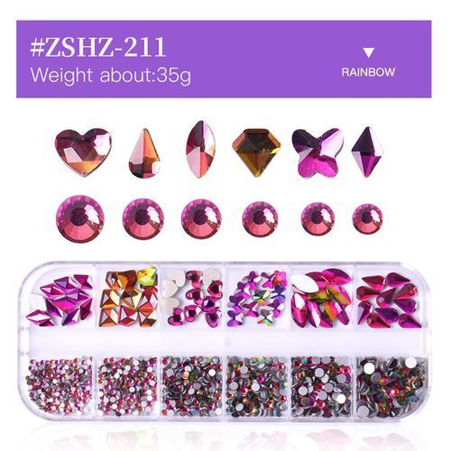 12-Grid Flat Diamonds Special-Shaped Diamonds Manicure