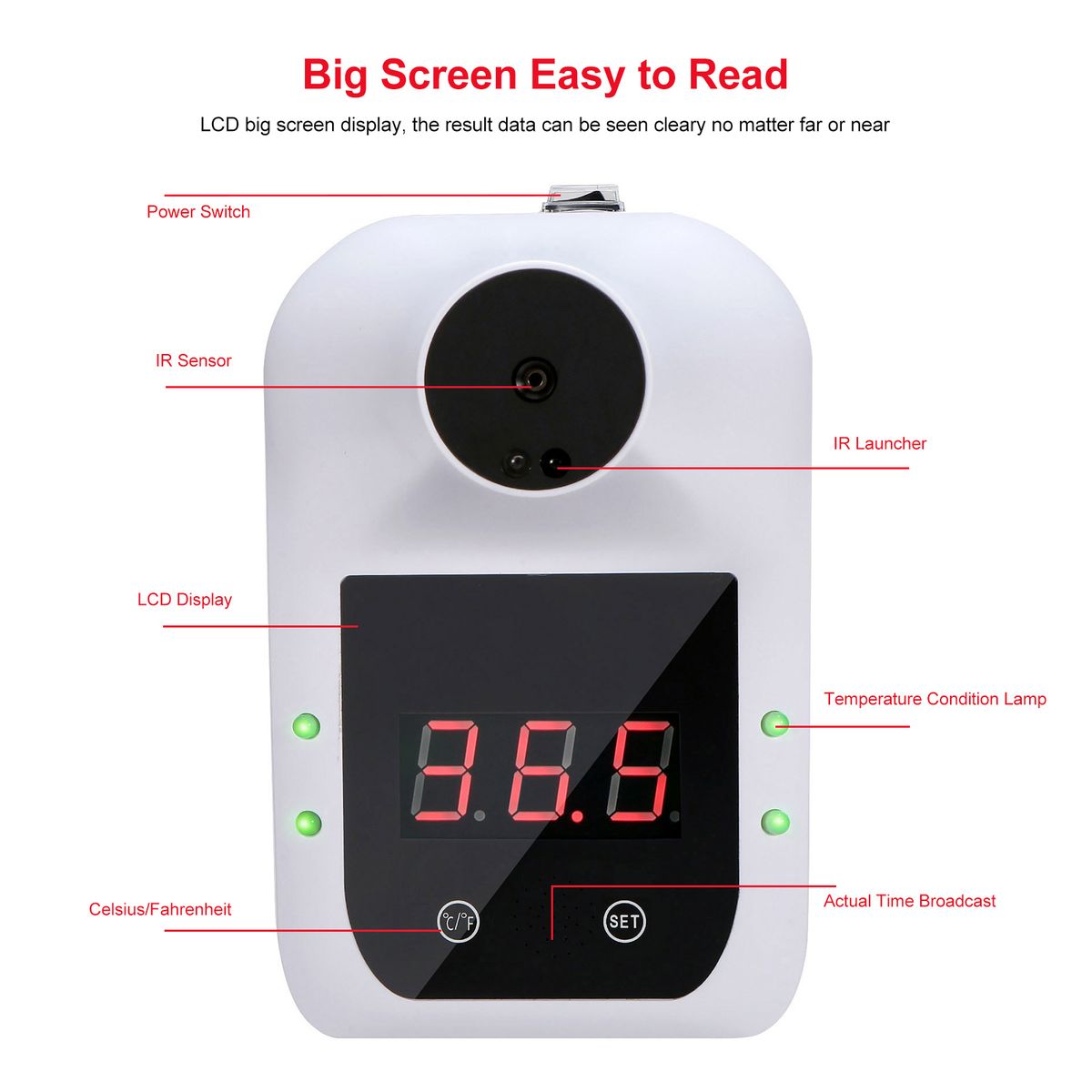 Touchless Infrared Thermometer °C/°F High Temperature