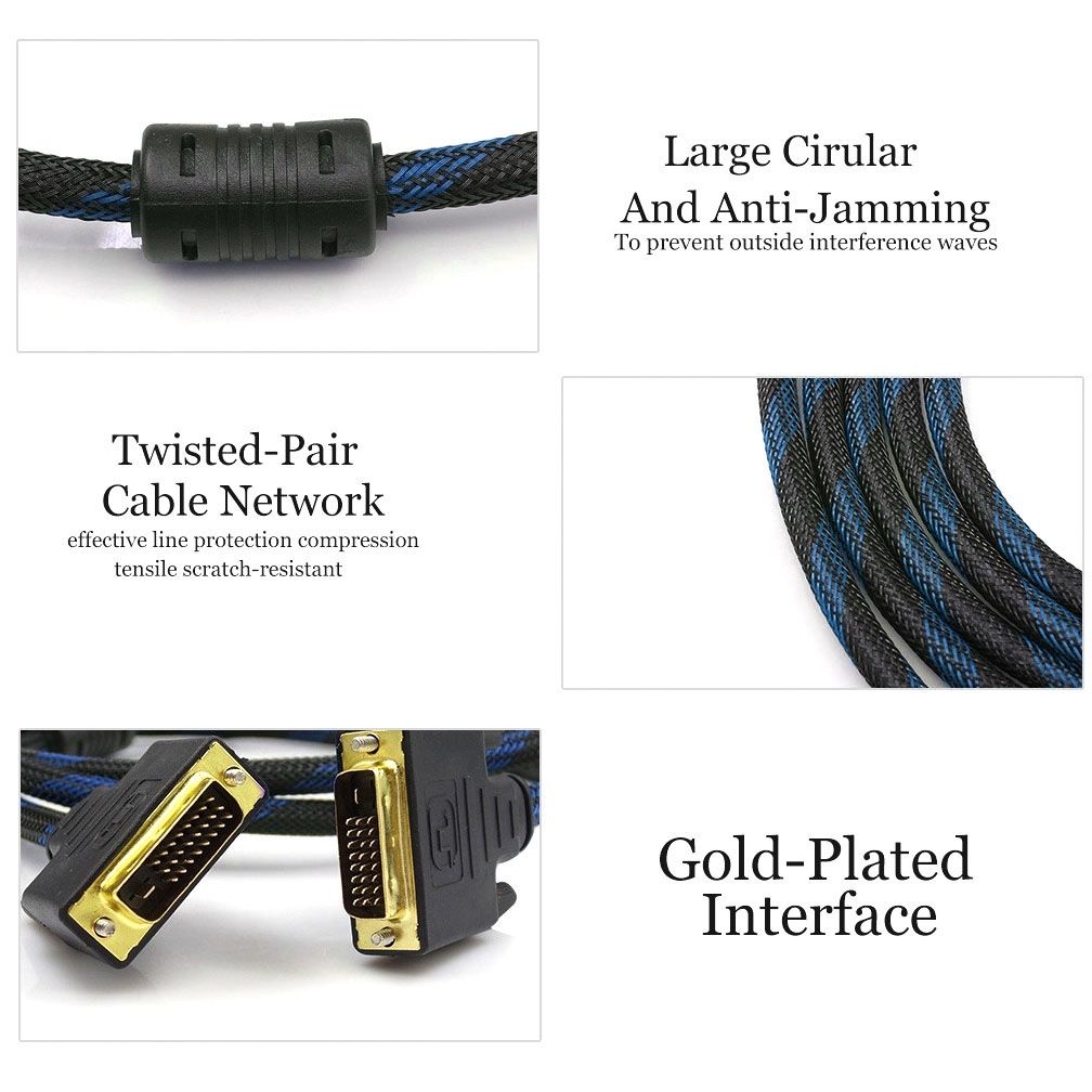 DVI-I Dual Link 24+5 Pin Male To Male M / M Video Cable