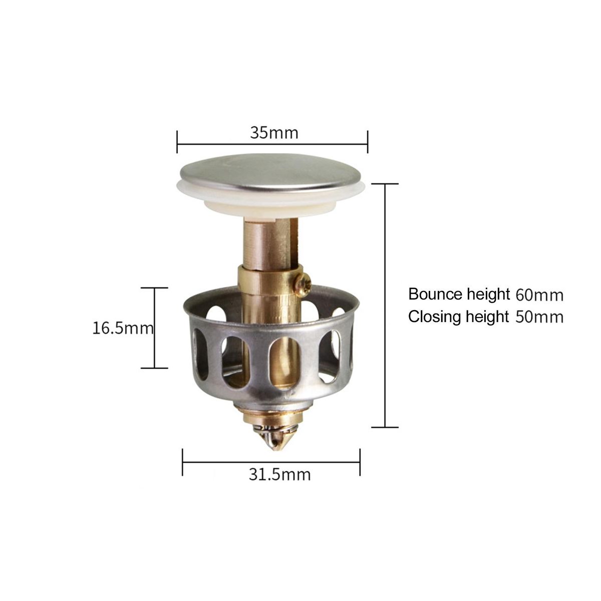 Universal Size 2 in 1 Bathtub Stopper and Bounce Drain Filter,Pop Up Bathroom Sink Drain Plug With Basket,Universal Sink Drain Stopper King