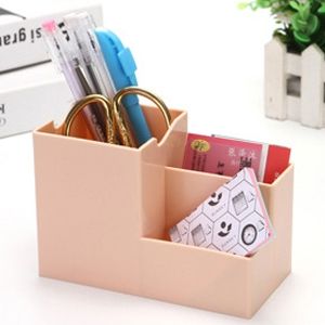 Creative Multifunctional Desktop Plastic Storage Phone Holder Pen Holder(Light Yellow)