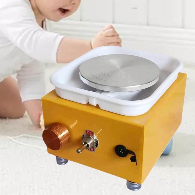 Mini Pottery Wheel Machine Electric Making Forming Shaping Tool Yellow