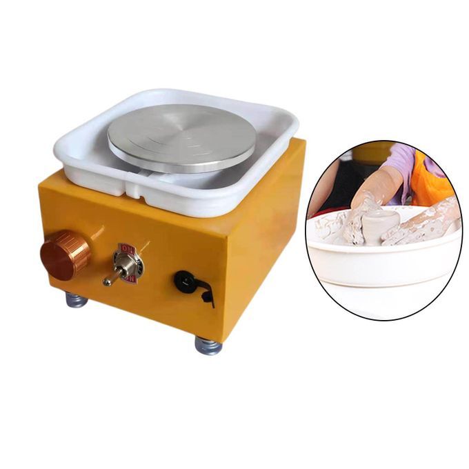 Mini Pottery Wheel Machine Electric Making Forming Shaping Tool Yellow