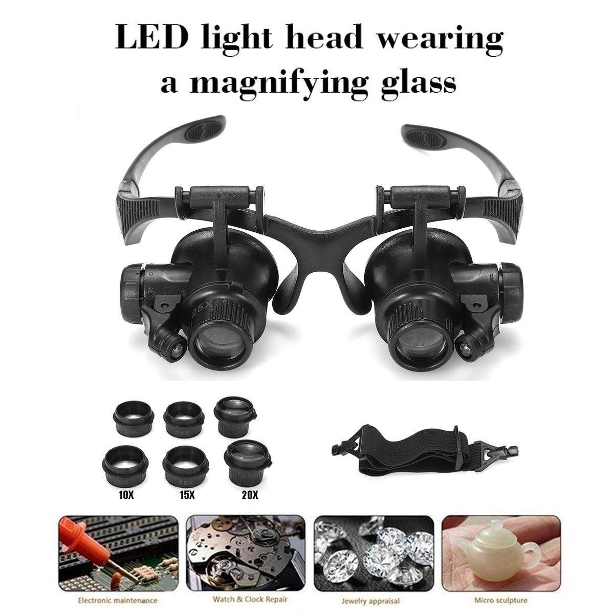 Headband Headset LED Head Lamp Light Jeweler Magnifier Magnifying Glass Loupe