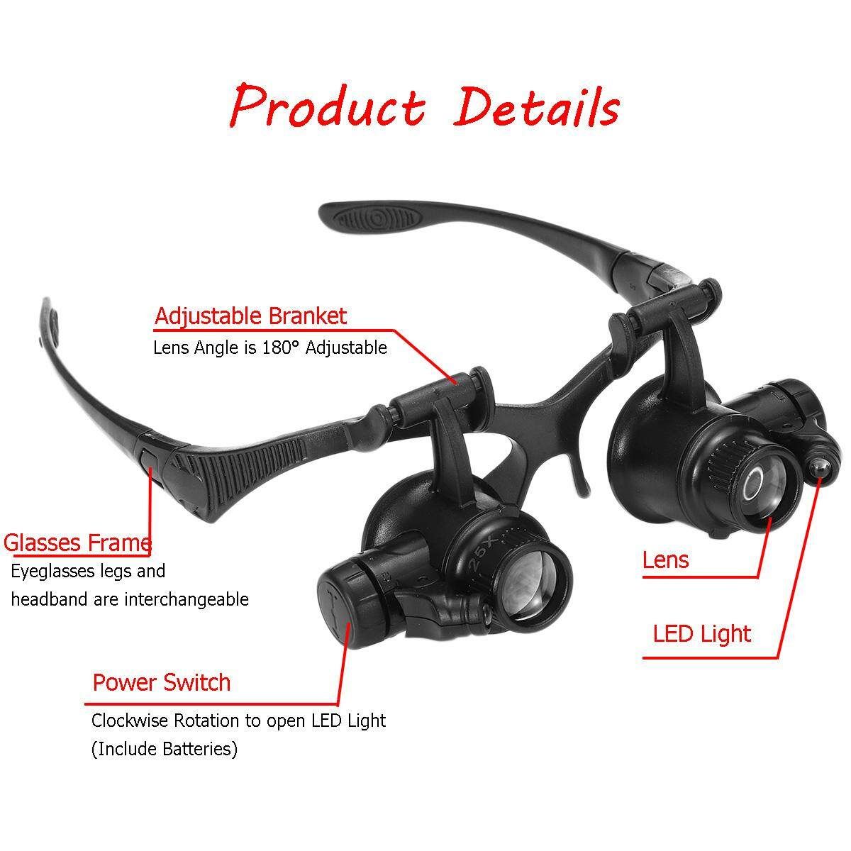 Headband Headset LED Head Lamp Light Jeweler Magnifier Magnifying Glass Loupe
