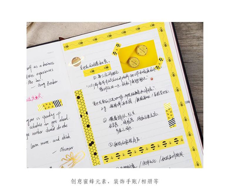 10Pcs Set Washi Tape Cute Bees Decorative Adhesive Tape For