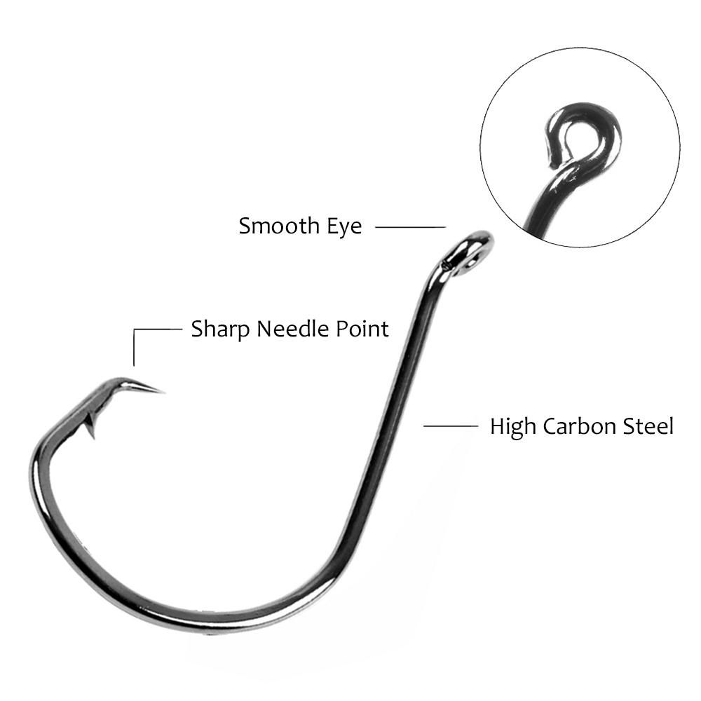 75pcs/box Offset Circle Hooks Assortment High Carbon Steel Fishing Hooks