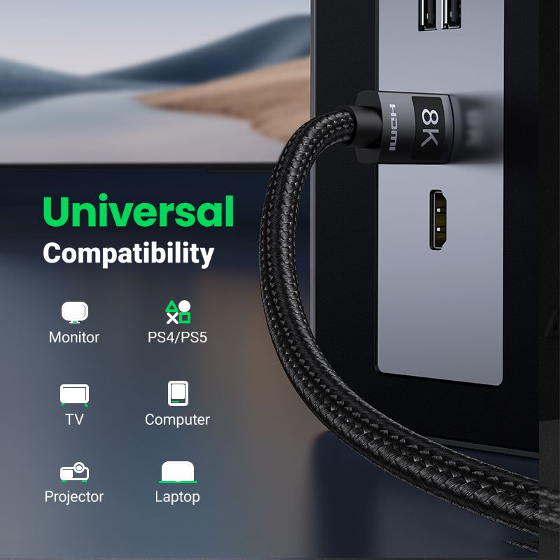 8K HDMI 2.1 Cable HD 8K@60Hz High Speed 48Gbps EARC HDR 0.5M