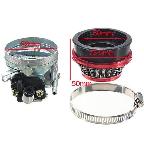 Carb Carburetor With Air Filter Red For 49cc 50cc 60cc 66cc 80cc 2-Stroke Motorized Bike