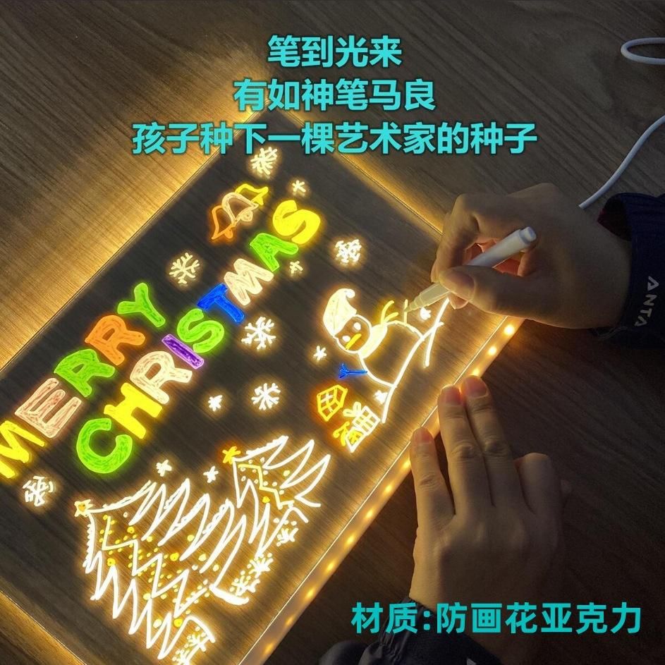 Fluorescent Screen Folding Billboard Erasable Anti-Scratch Desktop Note Board Luminous Acrylic Transparent Stall Display