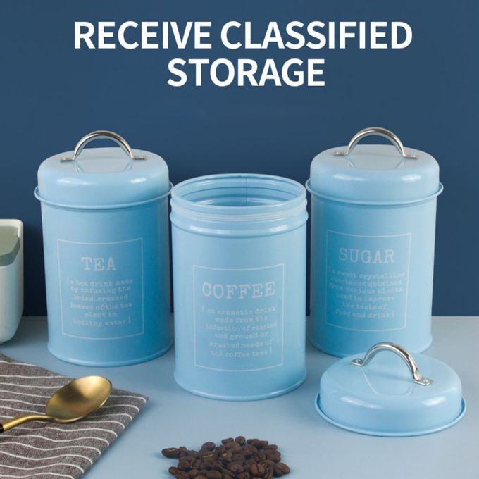 3 Pieces Multi-Function Coffee Sugar Tea  Food Jars For