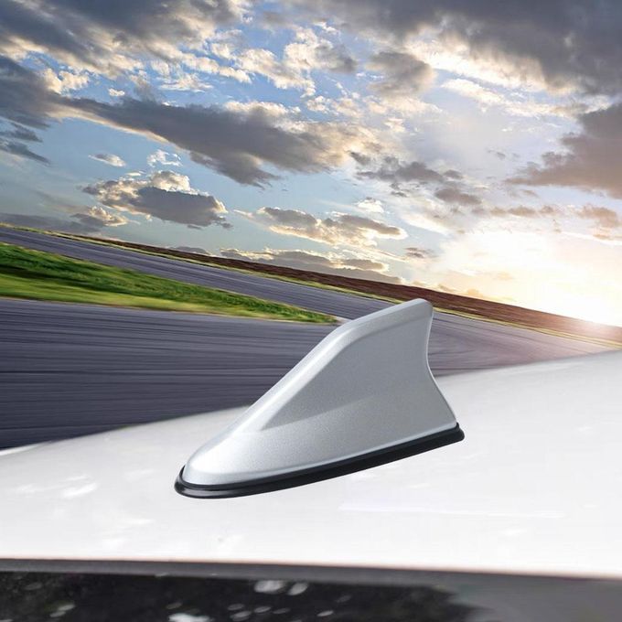 Shark Fin Antenna Universal Car Replacement With Adhesive Base Silver