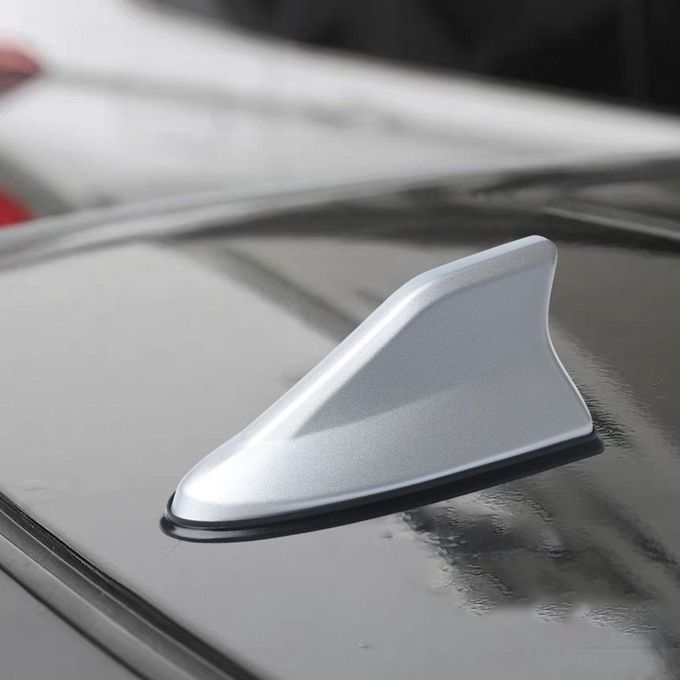 Shark Fin Antenna Universal Car Replacement With Adhesive Base Silver