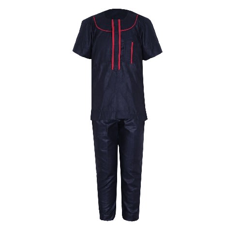 Senator Traditional Wear - Navy Blue With Red Chest Details For Boys