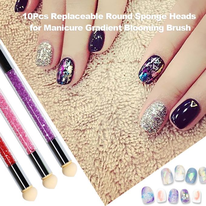 10Pcs Replaceable Round Sponge Heads For Manicure Gradient