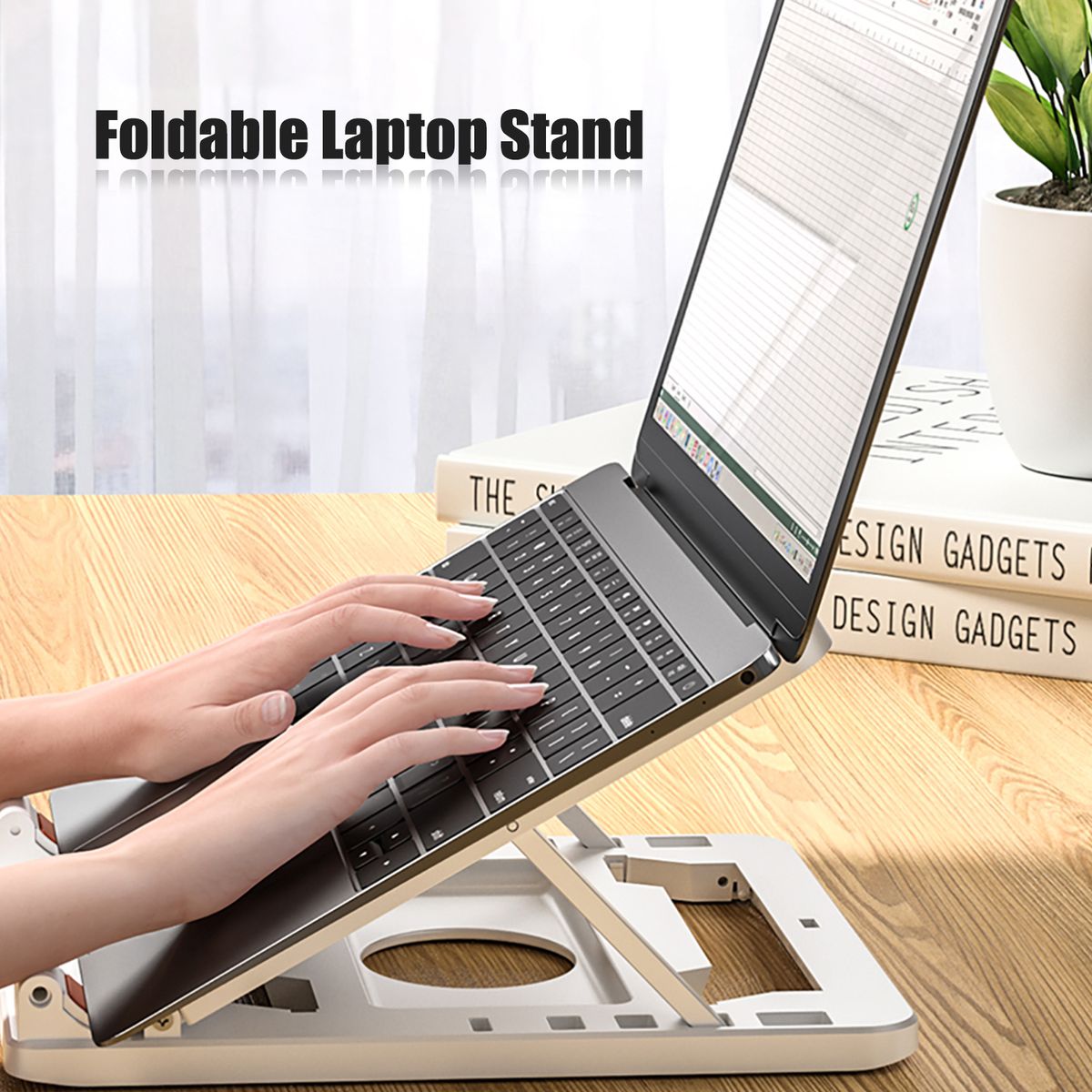Laptop Stand With Cooler Foldable Notebook Riser Desktop