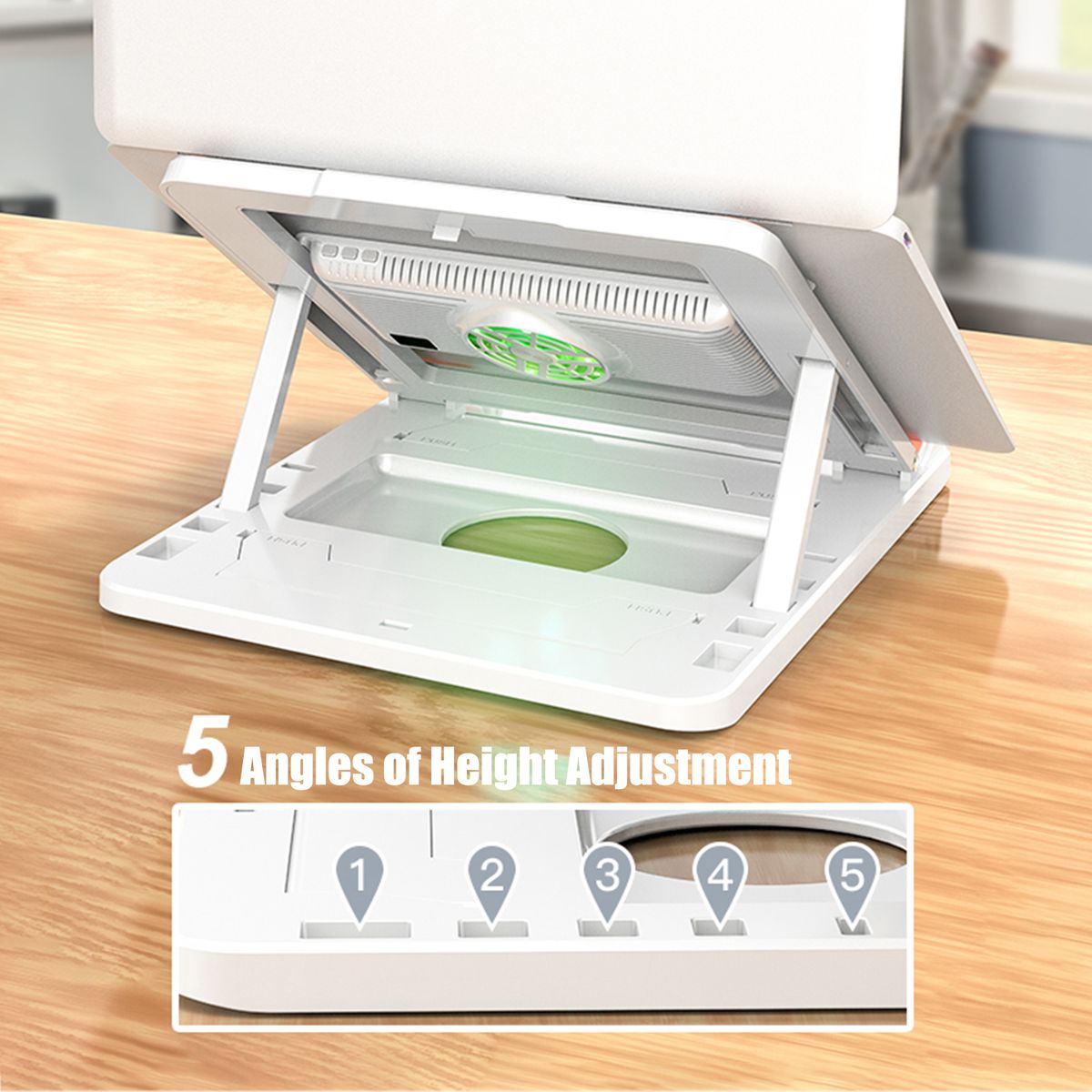 Laptop Stand With Cooler Foldable Notebook Riser Desktop