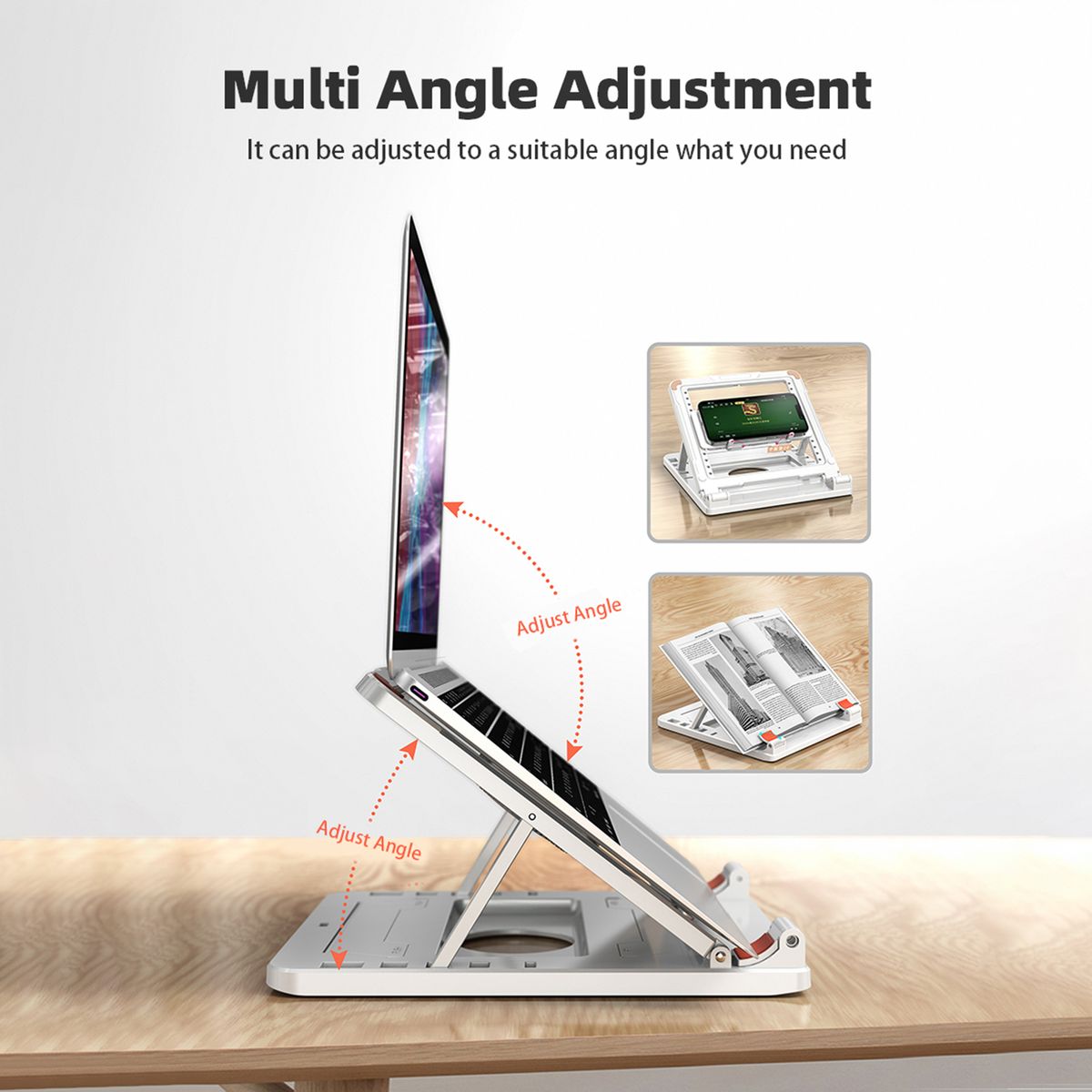 Laptop Stand With Cooler Foldable Notebook Riser Desktop