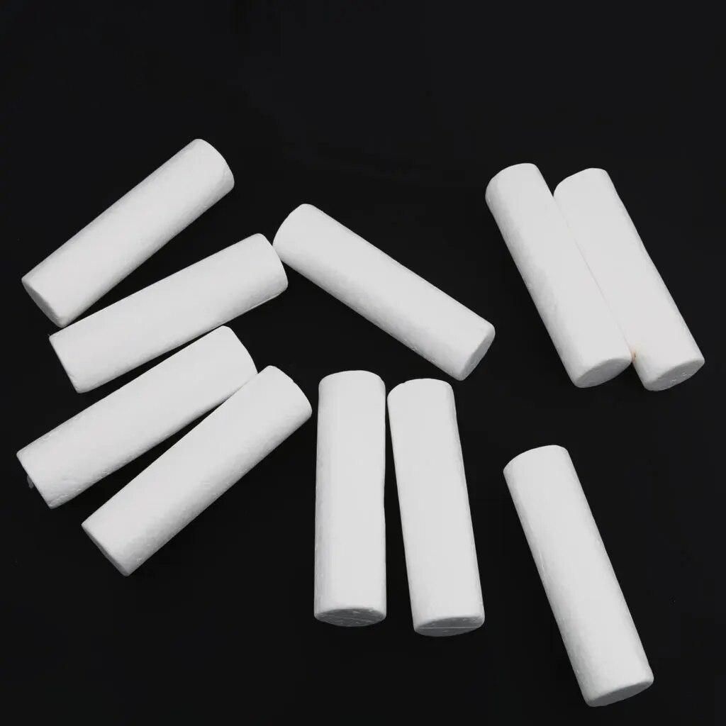 Pack of 10 White Modelling Craft Polystyrene Foam Styrofoam Cylinder Pillar 12cm Ornaments DIY Kids Craft