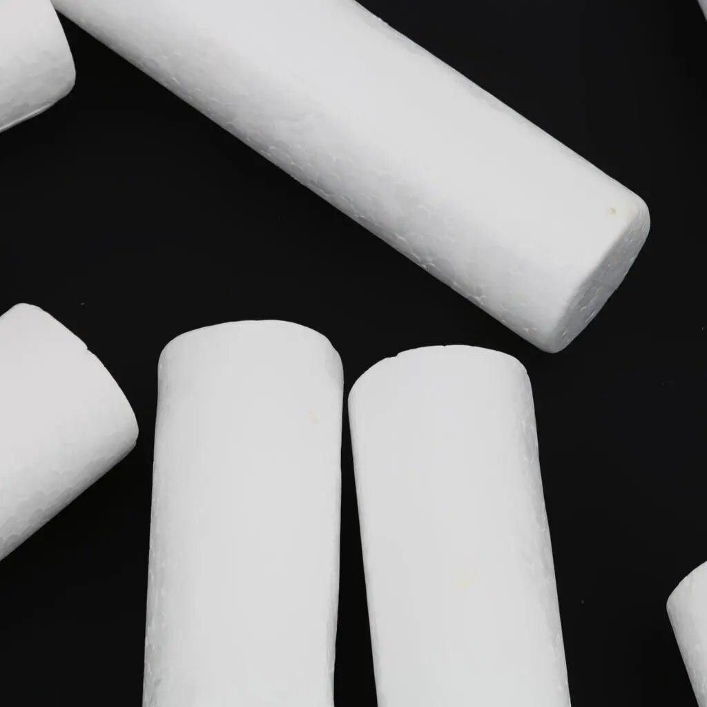Pack of 10 White Modelling Craft Polystyrene Foam Styrofoam Cylinder Pillar 12cm Ornaments DIY Kids Craft
