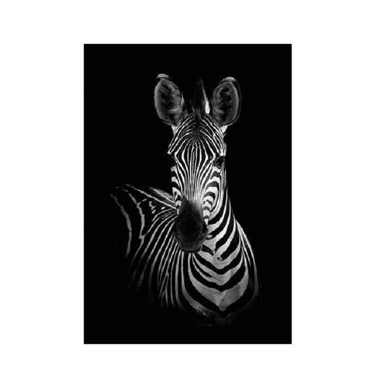 Simple Black And White Animal Decoration Painting Study Living Room Sofa Background Wall Painting Without Frame, Size:21X30cm(Zebra)