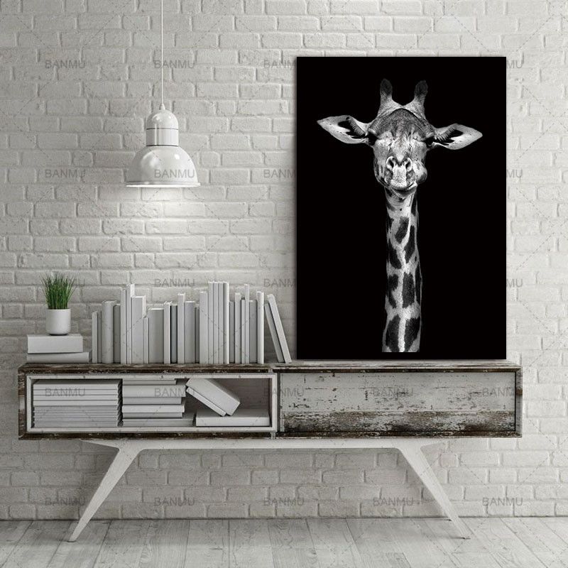 Simple Black And White Animal Decoration Painting Study Living Room Sofa Background Wall Painting Without Frame, Size:21X30cm(Zebra)