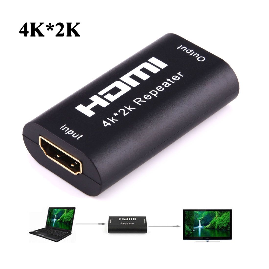 Mini 2160P Full HD HDMI 1.4b Amplifier Repeater, Support 4K X 2K, 3D(Black)