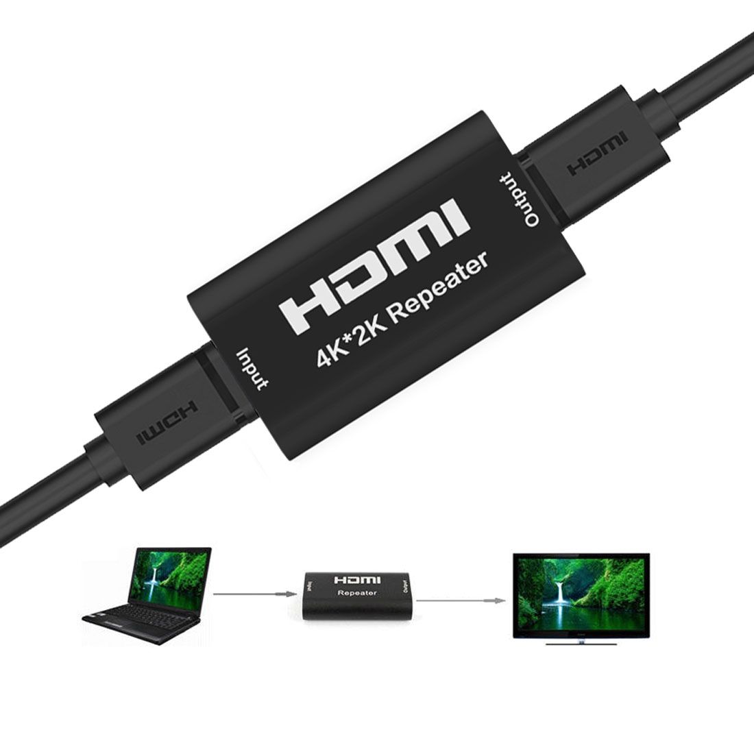 Mini 2160P Full HD HDMI 1.4b Amplifier Repeater, Support 4K X 2K, 3D(Black)