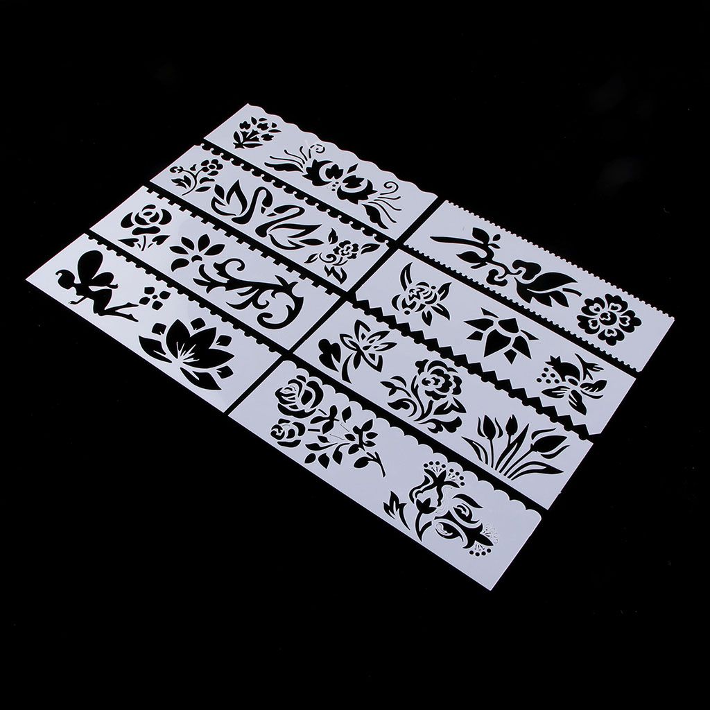 8 Style Journal Drawing Template Stencils Set Scrapbooking DIY Flowers