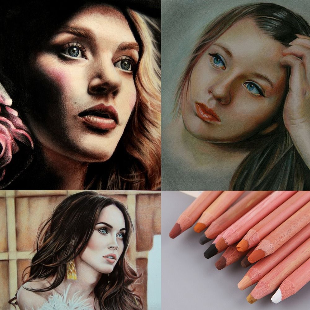 12pcs/set Soft Pastel Artist Pencils Crayon Charcoal For