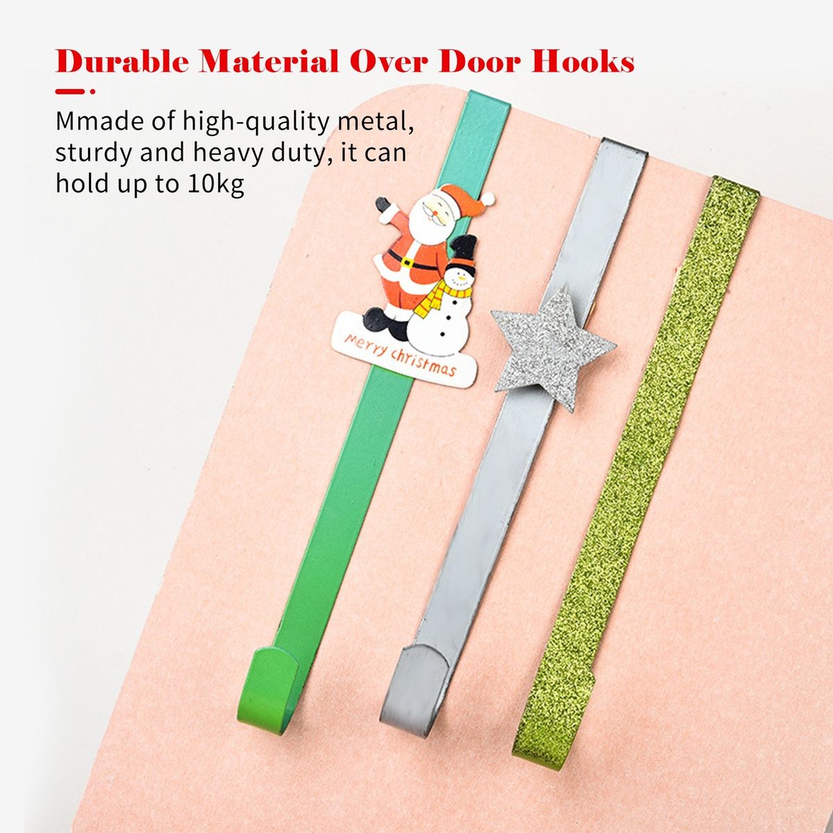 3 Pack Christmas Over Door Hooks For Clothes Sturdy Metal