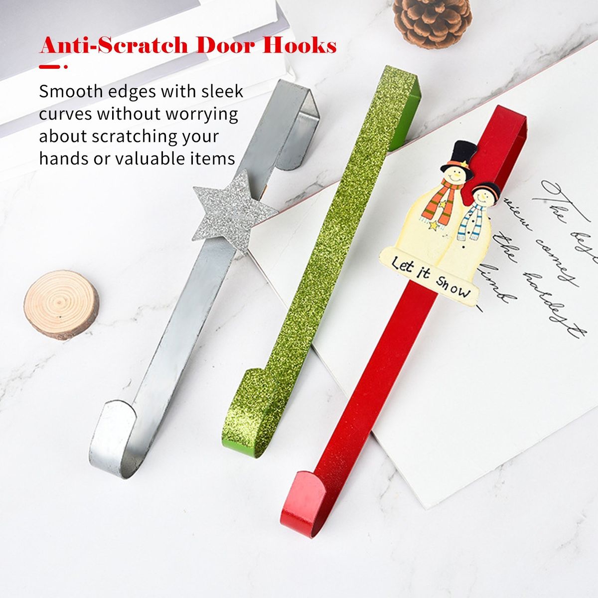 3 Pack Christmas Over Door Hooks For Clothes Sturdy Metal