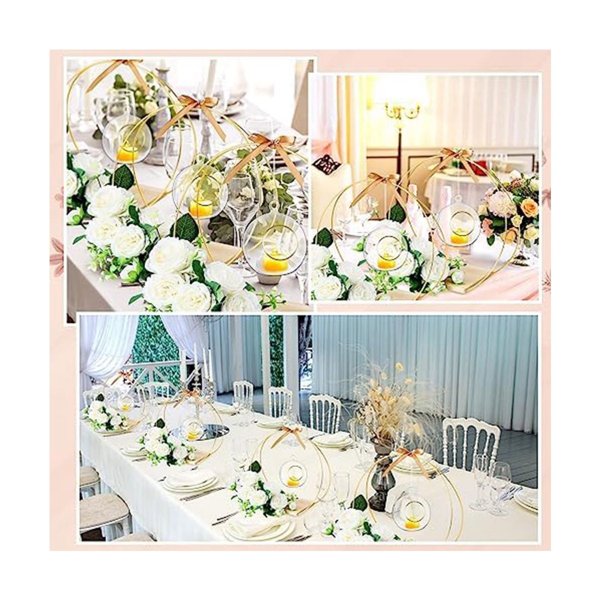 1 Sets Metal Floral Hoop Centerpiece with Stand 12 Inch