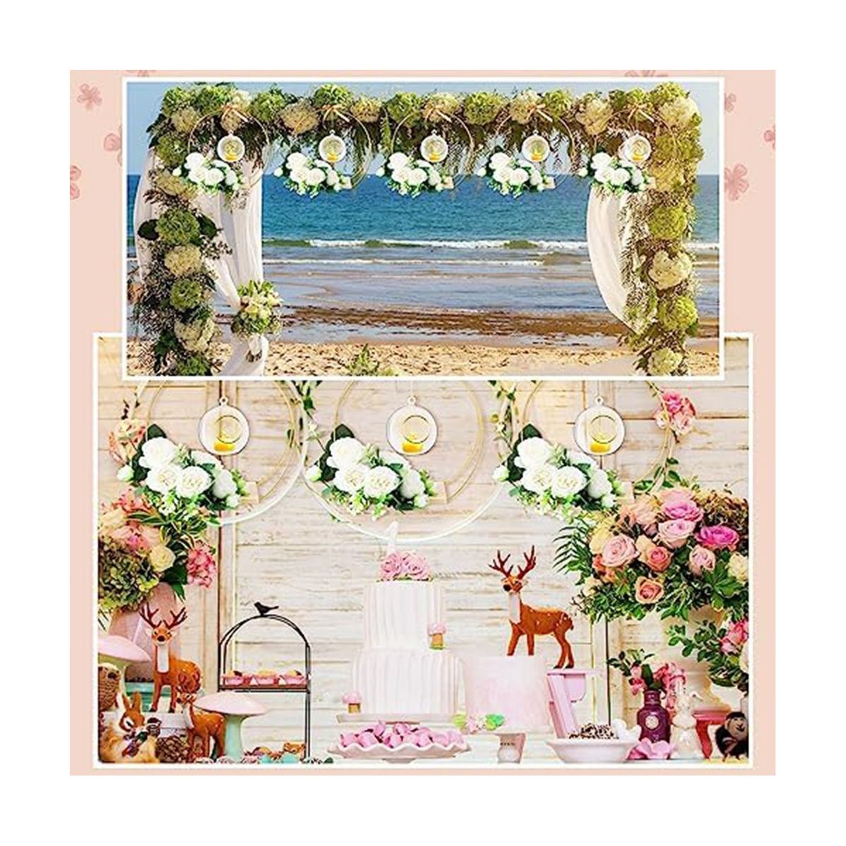 1 Sets Metal Floral Hoop Centerpiece with Stand 12 Inch