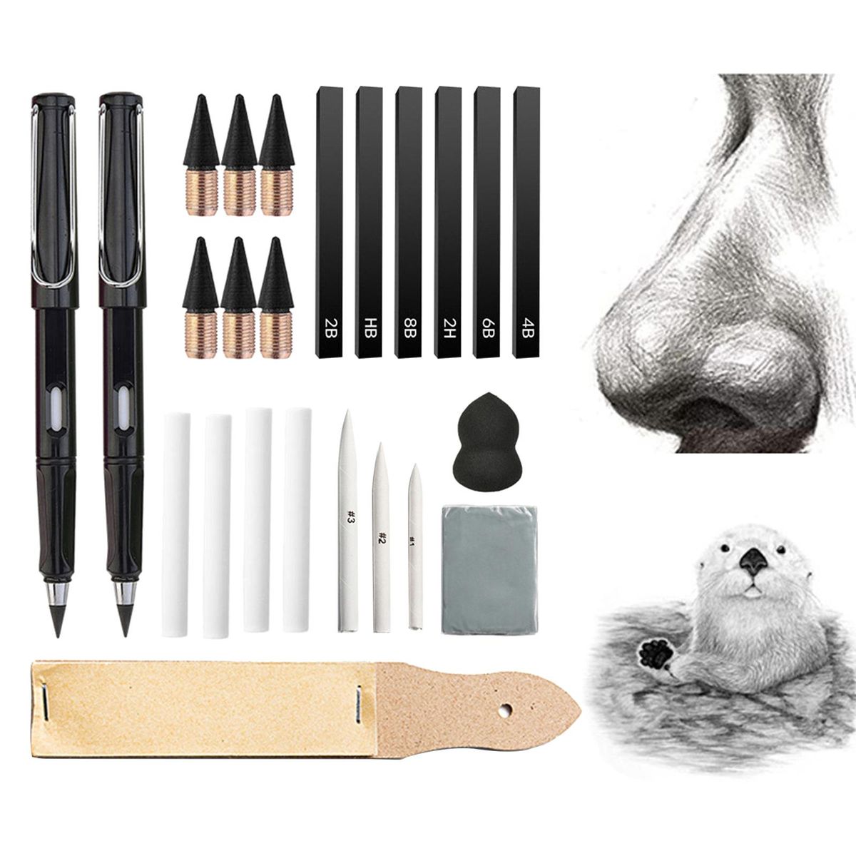 24x Sketch Drawing Art Set Painting Kneadable Eraser
