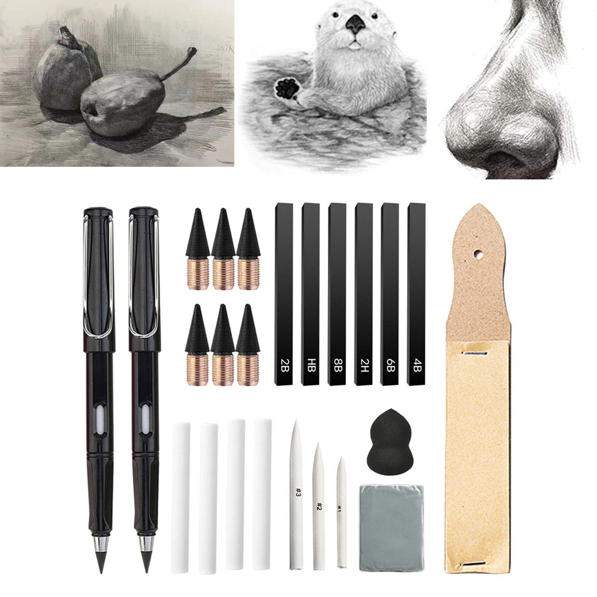 24x Sketch Drawing Art Set Painting Kneadable Eraser