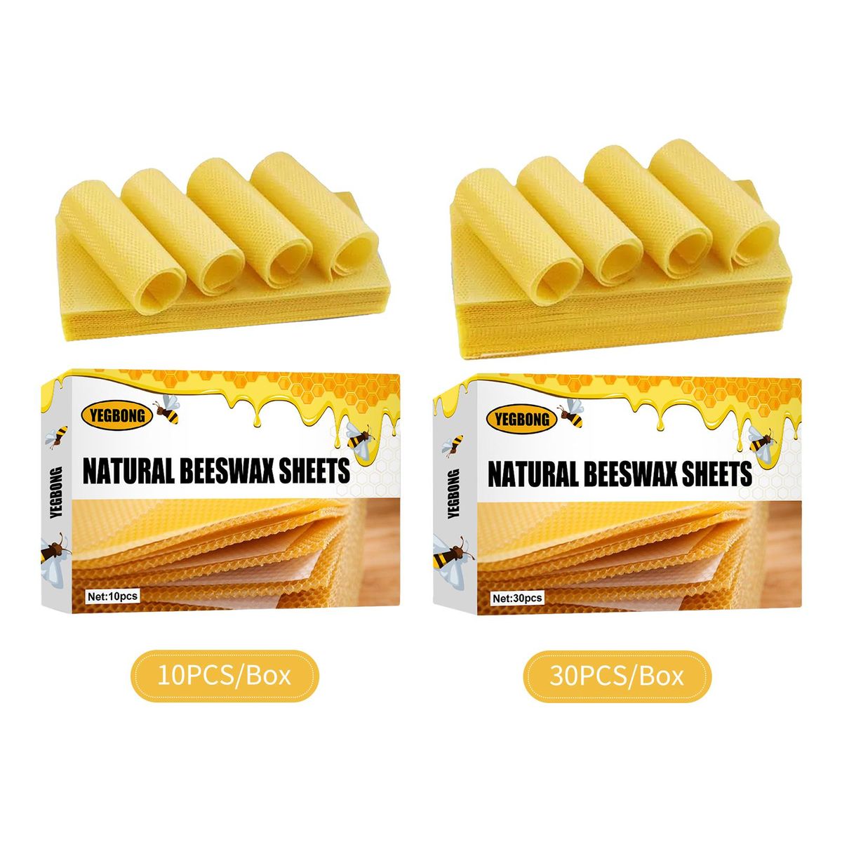 YEGBONG 10PCS Bee Honey Sheets Beeswax Sheets Beehive Foundation Honeycomb Honey Frame Portable Wild Bee Beekeeper Tool for Beekeeper Supplies Hive Tool Candle Making