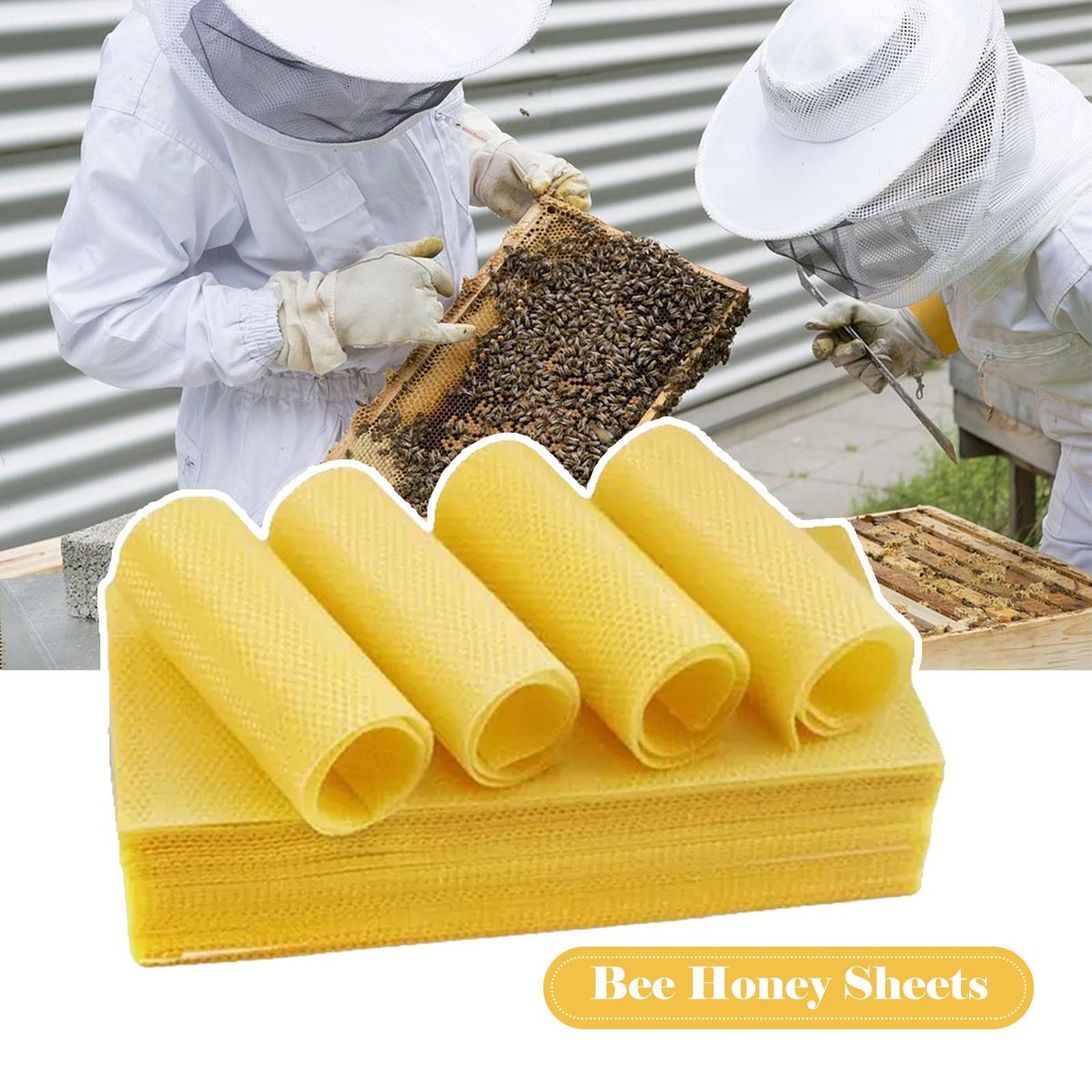 YEGBONG 10PCS Bee Honey Sheets Beeswax Sheets Beehive Foundation Honeycomb Honey Frame Portable Wild Bee Beekeeper Tool for Beekeeper Supplies Hive Tool Candle Making