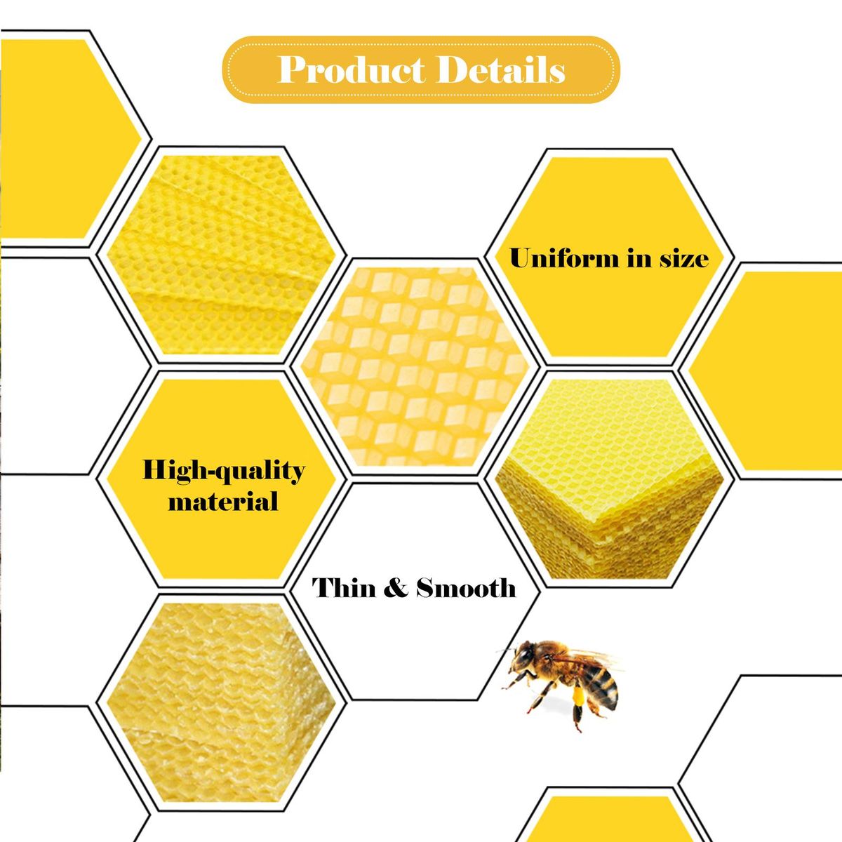 YEGBONG 10PCS Bee Honey Sheets Beeswax Sheets Beehive Foundation Honeycomb Honey Frame Portable Wild Bee Beekeeper Tool for Beekeeper Supplies Hive Tool Candle Making