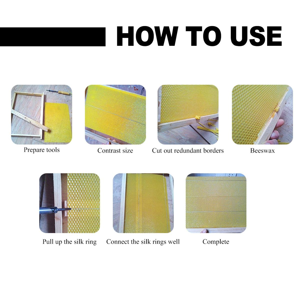YEGBONG 10PCS Bee Honey Sheets Beeswax Sheets Beehive Foundation Honeycomb Honey Frame Portable Wild Bee Beekeeper Tool for Beekeeper Supplies Hive Tool Candle Making