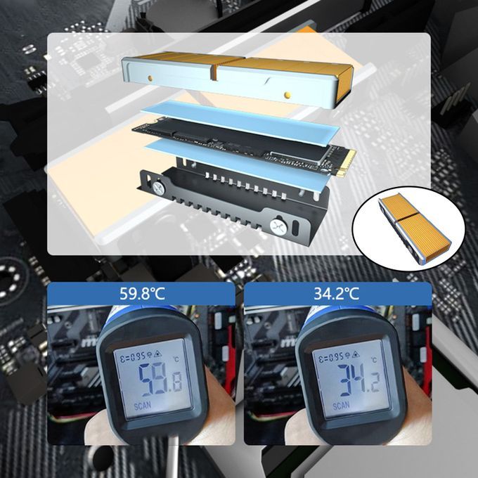 M.2 2280 SSD Heat Sink Easy Install High Performance Professional