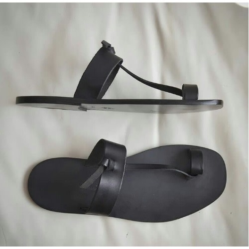Realwon  Black Leather Slippers