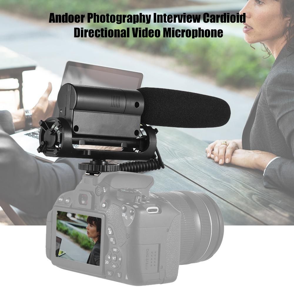 Recording Condenser Microphone Photography Interview Cardioid Directional Video Microphone for Canon Nikon Sony DSLR ILDC Cameras with 3.5mm MIC Socket