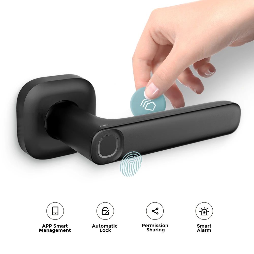 Smart Fingerprint Handle Lock Electric Door Lock Cordless