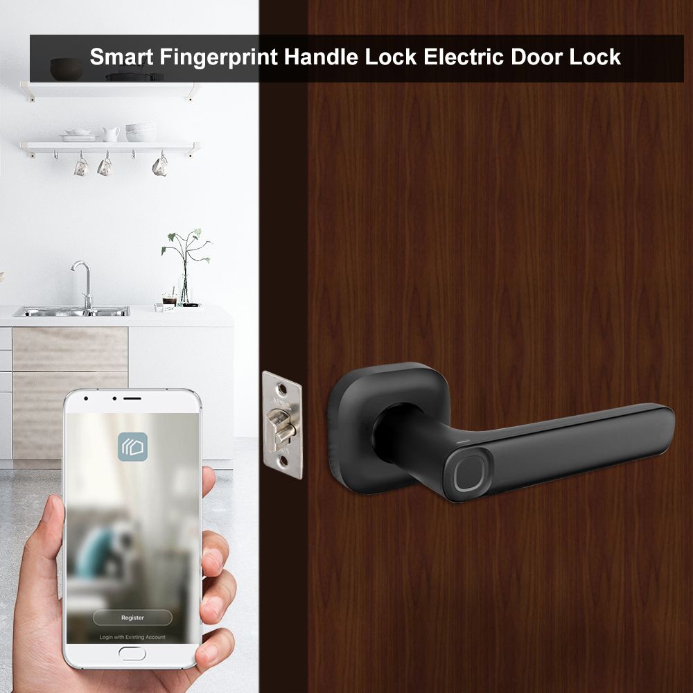 Smart Fingerprint Handle Lock Electric Door Lock Cordless
